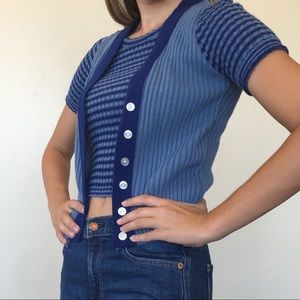 Vintage 70’s ✨blue striped acrylic sweater